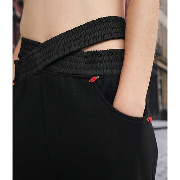 NWT For Love & Lemons Frankie Black Sweatpants-sz Small - Picture 2 of 11